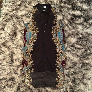 Divided by H&M - NWT - Sheer Sleeveless Long Button Top - Sz 2